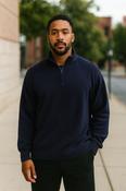 Vintage Tricot Denim men's 1/4 zip high neck burgundy sweatshirt in L|L29 W24|SKU 3953 image
