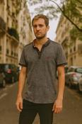 Vintage diesel 1/4 button up grey stripped tshirt size M image