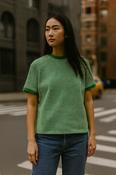 Vintage 90's green stripped short sleeve tees in XL|L25 W23| SKU 4000 image