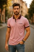 Vintage River Island men's Pink POLO shirt in L| L30 W19| SKU 5511 image