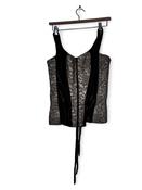 Full Strap Corset Stretch Satin Panels Bustier Lingerie in L SKU 6969 L 14 W14