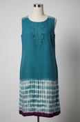 Per Una cocktails don Teal blue sleeveless dress with tie-dye effect and ruffle collar #boho #festivalvibes size 12/14 originally size 14 tailored to for 12 image