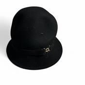 Black wool felt fedora hat with gold buckle hats Wool Hat  Adjustable  Color: Black sku 6796 image