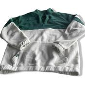 Vintage men Sinsay collection green &amp; white colourblock 1/4zip fleece sweatshirt in M|L30 W23|SKU 5696