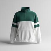 Vintage men Sinsay collection green &amp; white colourblock 1/4zip fleece sweatshirt in M|L30 W23|SKU 5696