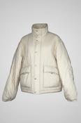Women’s Cream Lafudge puffer jacket with quilted interior in size large #pufferjacket collar to hem 30 pit to pit 26 sku 7076 image