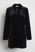 Black velvet long sleeve button-up shirt with a touch of elegance #gothic size M/L L 34 W 19 SKU 7019 image