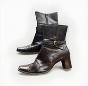 Ginu kenduri Women Brown Patent Leather Ankle Boot Heel Shoe Size 41 SKU 6743