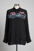 Vintage black flower long sleeve button up unisex shirts in M| L30W18|SKU 5523 image