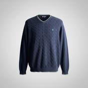 Vintage men Chaps  Navy 90's V-neck cable knitted sweatshirt in XXL|L32 W25|SKU 5659 image