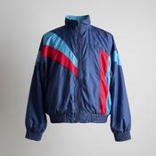 Vintage men Navy color block nylon wind breaker 90's full zip jacket in XXL|L30 W25| SKU 5662 image
