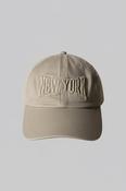 Bershka Cream Washed Denim Baseball Cap with Embroidered Letters Unisex New York Style Dad Hat One Size SKU 7199 image
