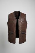 Rubynee Vintage y2k Men sleeveless Brown Swede Fur Waist Coat Full Zip image