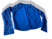 Vintage women's blue lace long sleeve open front top in S|L 10 W19|SKU 4771 image