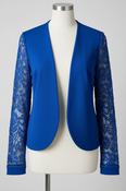 Vintage women's blue lace long sleeve open front top in S|L 10 W19|SKU 4771 image