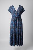 Vintage Floral printed blue A-line maxi dress UK 12| L41 W21|SKU 4773 image