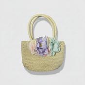 Vintage y2k cream straw beach floral bag image