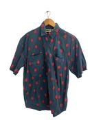 Vintage blue ilio red dotted spot short sleeve shirt size M image