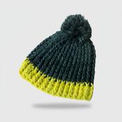 Vintage White stuff green &amp; yellow wool knitted beanie hat|SKU 6337 image