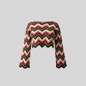 Vintage women's Zara crochet multi ziz-zag long sleeve crop top in S|L16 W17|SKU 4837