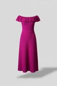 Vintage women's purple off-shoulder knitted midi dress in M|L54 W9|SKU 4840