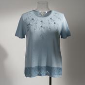 Vintage women Affection embroidery pale blue arcylic short sleeve top in XL|L24 W20| SKU 6380 image