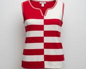 Vintage y2k Carducci Red and White Horizontal Stripes Sleeveless Top image