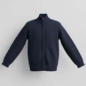 Vintage unisex Mock neck navy blue knitted full zip sweater in L|L30 W23| SKU 6469 image