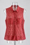 Vintage y2k Womens coral sleeveless Embellished Blouse Top Size S image