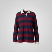 Vintage women Hollister Burgundy and navy stripe long sleeve polo shirt in M|L27 W19|SKU 6495 image