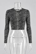 Black &amp; White Snake Print Net/Mesh Long Sleeved Top Size XS image
