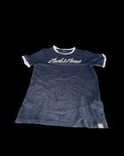 JACK &amp; JONES MENS GRAPHIC T-SHIRT TOP LARGE NAVY BLUE COTTON L28 W19|SKU 5015 image