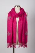 Vintage women pink cashmere silver studded scarf|L80 W28|SKU 6516 image