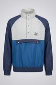 Puma Windbreaker Jacket Size  Medium Large Black White Blue Tuck Away Hood Nylon Men’s  lL29  W24 SKU 5096