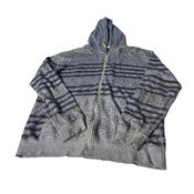 Vintage Quiksilver Men's Blue Striped Hoodie, Thick Material - SKU 5115