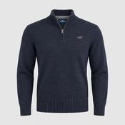 Vintage american eagle winter-turtleneck- Long sleeve polo sweaters For Men's Quarter Zip Pullover Sweater Navy Blue Size S 100% Cotton L 27 W 19 SKU 5139