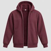 Vintage Y2K/2000s Faded Light Red Blank uniqlo Style Essential Zip Up Hoodie! fleece SKU 5242 L 25 W 18 image