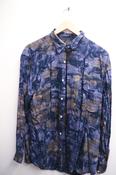 Vintage Fitzroy blue mens abstract festive long sleeve shirt image