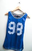 Vintage mesh blue singlet with 98 graphics crested image