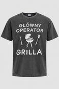 Alphar one retro-rocker-graphic-print-t-shirt-charcoal-grey black t shirt in size XXL L 30 W 22 image