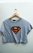 Vintage Grey Superman crested logo womens crop top size UK 10