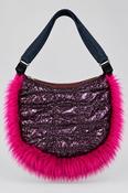Faux Fur Feather Boa Handbag in Burgundy &amp; Pink | One Size L13 W13 SKU 5278 image