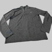 Men's  grey Half Zip Running Pullover Soft Black Stripe L 30 W 19 in size L  SKU 5314 image