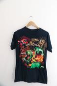 Vintage 2000s // Universal Studios // Spiderman Hulk Mummy Jurassic Park // Faded Distressed Black Small Tee image