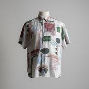 Vintage men's Jupiter abstract pattern rave hippie multi button up shirt in L/XL| L29W22|SKU 5332 image