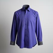 Vinatge 1990s OLYMP Purple Cotton Button Down Pleated Size 39 neck 15.5 M/L french cuff shirt|L32W20|SKU 5344 image