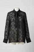 Vintage Black H&amp;M see through womens linen shirt with Ruffled Cuffs US 10 EU 40|L28W18|SKU 5346 image