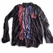 Vintage Sequence Boutique shirt with purple stripes and ruffle  design M/L|L32W18|SKU 5347 image