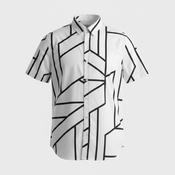 Vintage marrakech unisex Geometric Premium Print White Black Short Sleeve Shirt in S|L28W16|SKU 5349 image