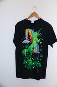Vintage black mens fruit of the loom animal print medium tees image
